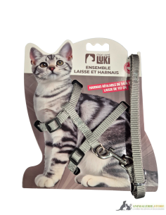 Harnais et laisse pour chat réglables – Noir, Gris et Rose 2