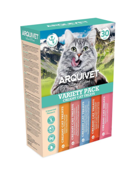 Snacks crémeux pour chat 🐱 – Pack de 30 sachets - varié 5 saveurs | Friandises à lécher sans céréales