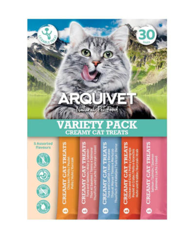 Snacks crémeux pour chat 🐱 – Pack de 30 sachets - varié 5 saveurs | Friandises à lécher sans céréales