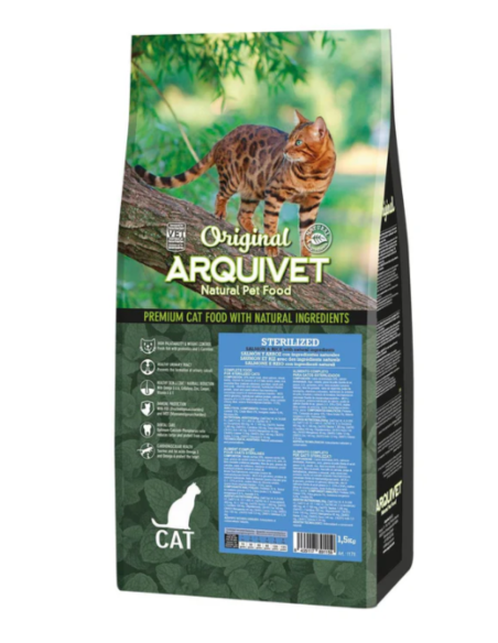 rquiVet Nourriture chat stérilisé saumon & riz 🐱 | Aliment complet premium naturel 1,5 kg & 7 kg