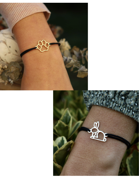 Bracelet Fauna Animal Totem – Bijou Éthique en Or ou Argent avec Cordon Recyclé – Fabriqué en France