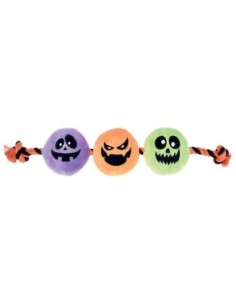Peluche 3 monstres Halloween avec corde - jouet pour chien