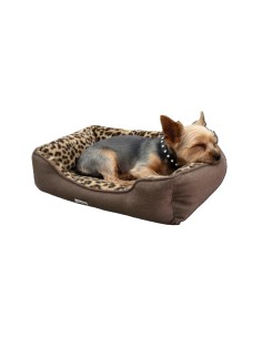 Panier rectangle léopard antidérapant Mon Ami Luki pour chien et chat confortable