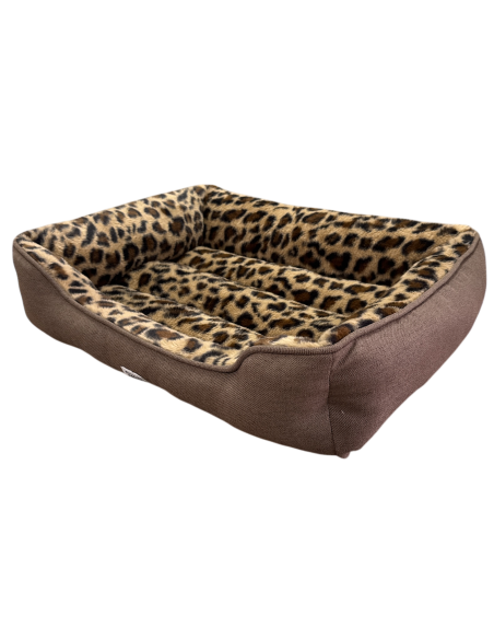 Panier rectangle léopard antidérapant Mon Ami Luki pour chien et chat confortable