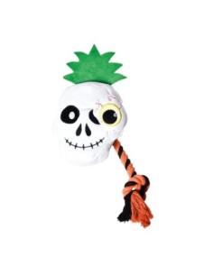 Peluche Tête de mort avec corde - Halloween - jouet pour chien