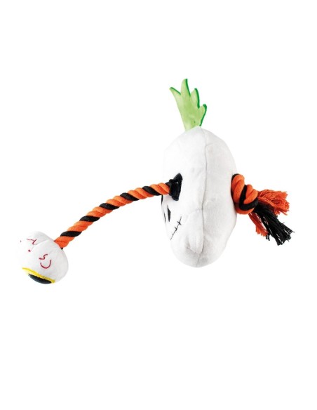 Peluche Tête de mort avec corde - Halloween - jouet pour chien