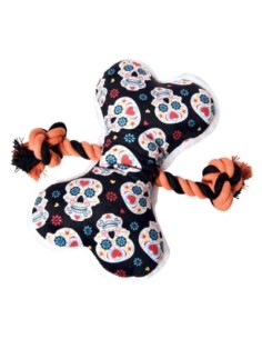 Peluche os Dia de Muertos avec corde - tête de mort - Halloween - jouet pour chien