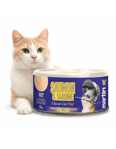 Pâtée chat saumon sardine sans céréales 70 g – Classic Cat Martin Sellier