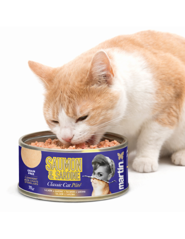 Pâtée chat saumon sardine sans céréales 70 g – Classic Cat Martin Sellier