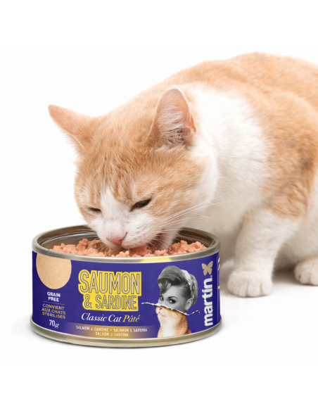 Pâtée chat saumon sardine sans céréales 70 g – Classic Cat Martin Sellier