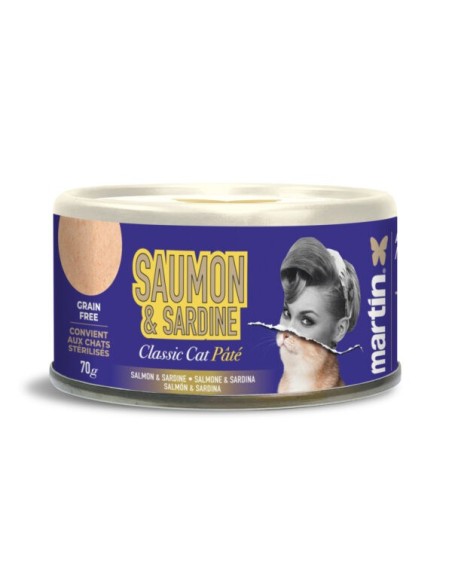 Pâtée chat saumon sardine sans céréales 70 g – Classic Cat Martin Sellier
