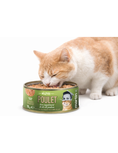 Nourriture humide Les Mijotés 😺 - MARTIN : poulet & jambon 🍗🥓, repas complet et savoureux 🌿, riche en protéines et vitamines