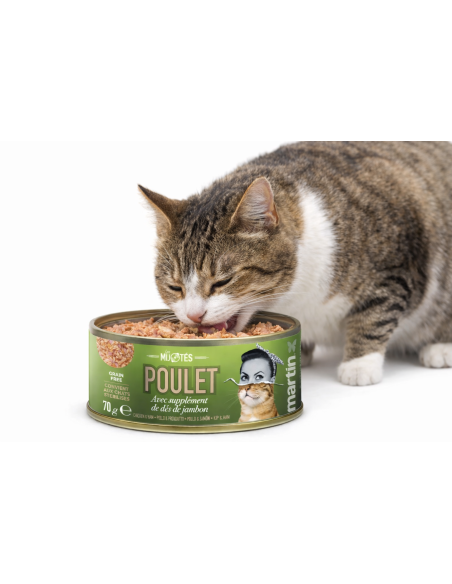 Nourriture humide Les Mijotés 😺 - MARTIN : poulet & jambon 🍗🥓, repas complet et savoureux 🌿, riche en protéines et vitamines