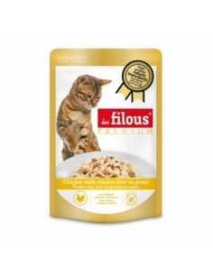 Sachet fraîcheur au poulet et foie de poulet pour chat (80 g) - Les Filous