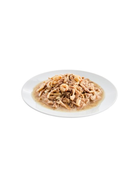 Sachet fraîcheur au thon avec du poulet et des crevettes pour chat (80 g) - Les Filous