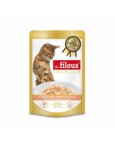 Sachet fraîcheur au poulet et saumon pour chat (80 g) - Les Filous