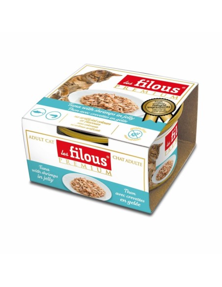 Filet de thon avec crevettes en gelée (85g) - Les filous