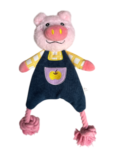 JOUET CORDE ET PELUCHE COCHON 36 CM