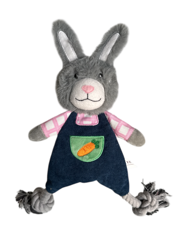 JOUET CORDE ET PELUCHE LAPIN 36 CM