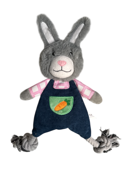 JOUET CORDE ET PELUCHE LAPIN 36 CM