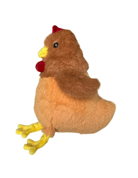 JOUET PELUCHE COQ ORANGE - TETE MARRON 20 CM - jouet pour chien