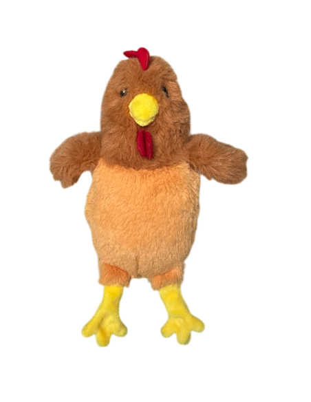 JOUET PELUCHE COQ ORANGE - TETE MARRON 20 CM - jouet pour chien