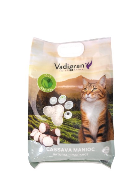Litière naturelle de manioc VADIGRAN pour chat  CASSAVA 3,3kg / 6,6L