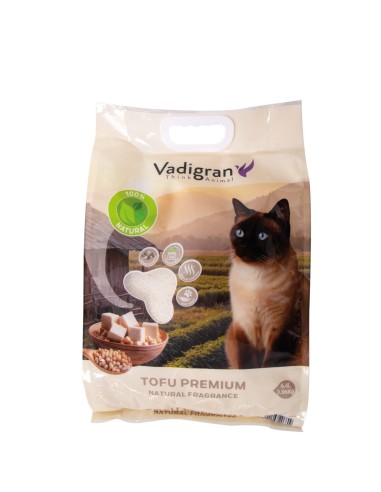 Litière naturelle de TOFU PREMIUM VADIGRAN pour chat  3,96kg / 6,4L