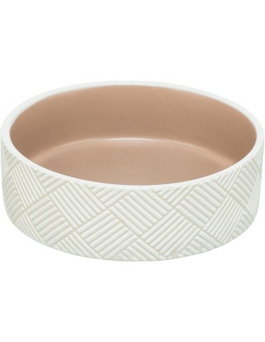 Gamelle en céramique blanc/beige pour chien et chat