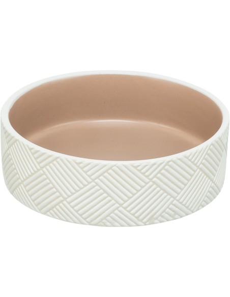 Gamelle en céramique blanc/beige pour chien et chat