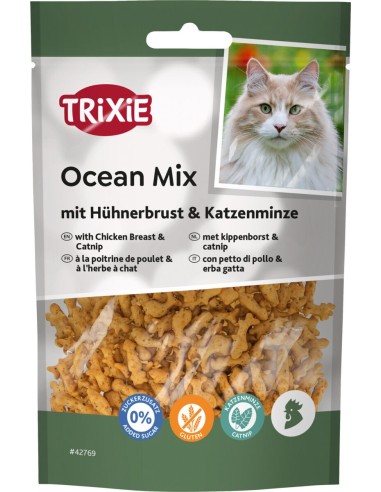 Friandises pour chat Ocean Mix à la poitrine de poulet et à l’herbe à chat 50 g