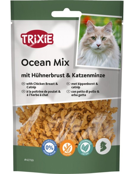 Friandises pour chat Ocean Mix à la poitrine de poulet et à l’herbe à chat 50 g