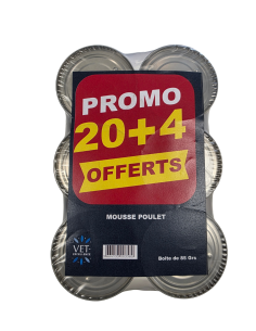 Mousse pour chats poulet - lot de 24 boites dont 4 gratuites