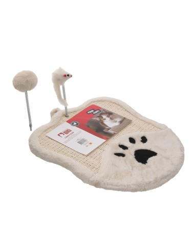 GRIFFOIR A CHAT AVEC 2 JOUETS ECRU