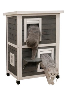 Maison d'extérieur pour chat à deux étages en bois 2