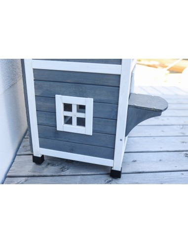 Maison d'extérieur pour chat à deux étages en bois