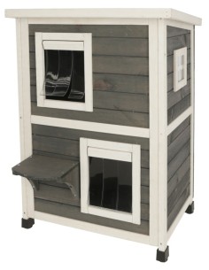 Maison d'extérieur pour chat à deux étages en bois