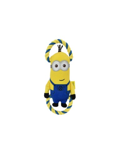 Jouet Minion pour chien avec pouic et cordes | 30 cm