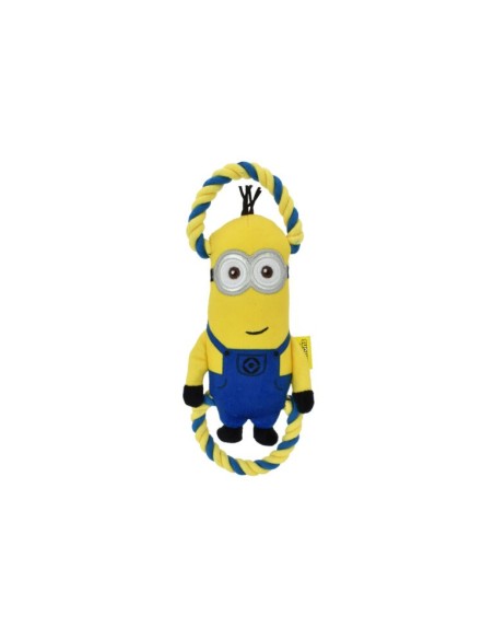 Jouet Minion pour chien avec pouic et cordes | 30 cm