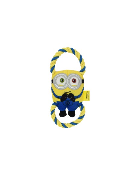 Jouet Minion pour chien avec pouic et cordes | 30 cm