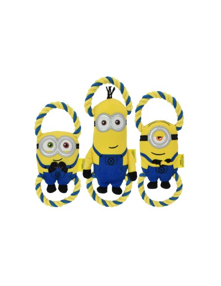 Jouet Minion pour chien avec pouic et cordes | 30 cm