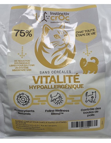 Croquettes vétérinaires Peptide+ tout stade de vie chat Vitalité Hypoallergénique - INSTINCTIV CROC