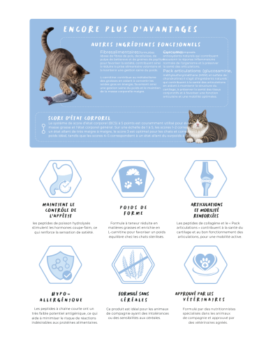 Croquettes vétérinaires  chat Peptide+ contrôle du poids et soins des articulations - INSTINCTIV CROC