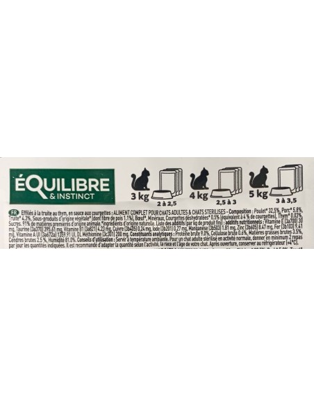 EFFILÉS "SÉRÉNITÉ" À LA TRUITE, COURGETTES & THYM POUR CHAT STÉRILISÉ