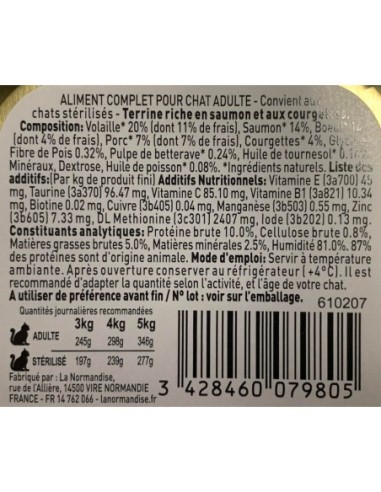 Pâtées riches en saumon & aux courgettes - chats adultes et/ou stérilisés