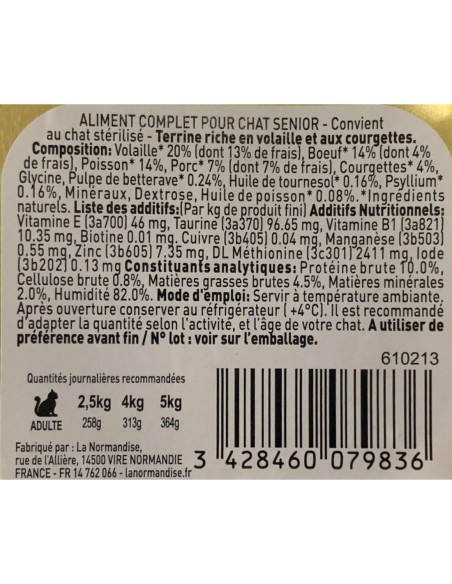 Pâtées riches en volaille & aux courgettes - chats âgés