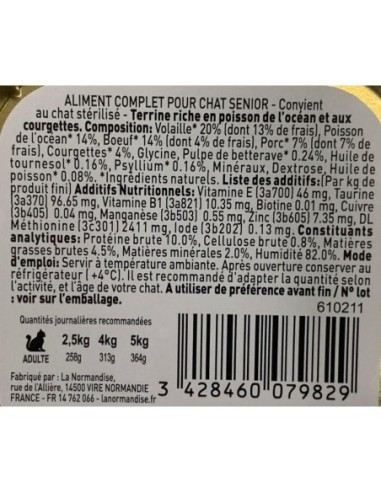 Pâtées riches en poisson & aux courgettes - chats âgés