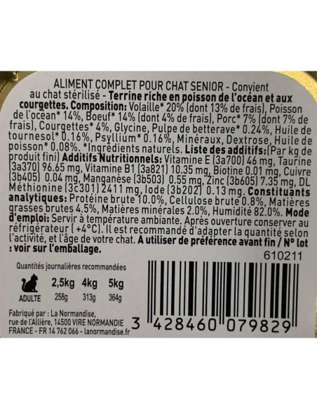 Pâtées riches en poisson & aux courgettes - chats âgés