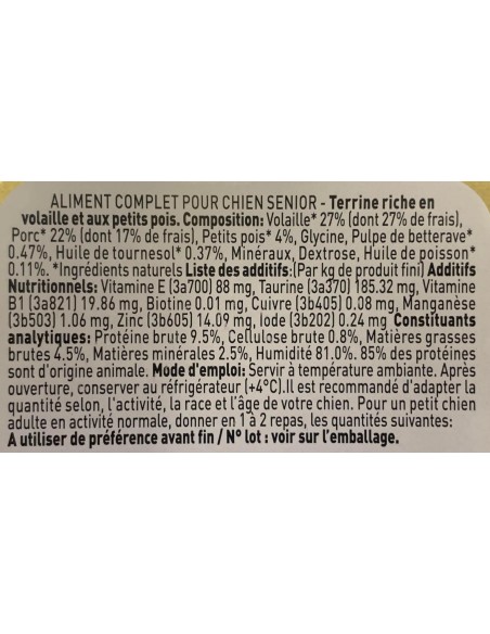 Pâtées riches en volaille & aux petits pois CHIEN ÂGÉ