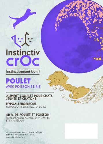 Croquette Super Premium Poulet chaton - INSTINCTIV CROC